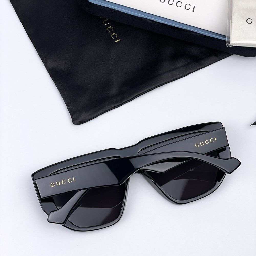 NEW Gucci LOGO GG0997S 002 Black Gray Shield Unisex Sunglasses - Picture 11 of 11